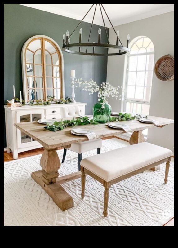 Kā es varu panākt pilsētas lauku mājas izskatu savā ēdamistabā, izmantojot lauku mājas dekoru idejas?