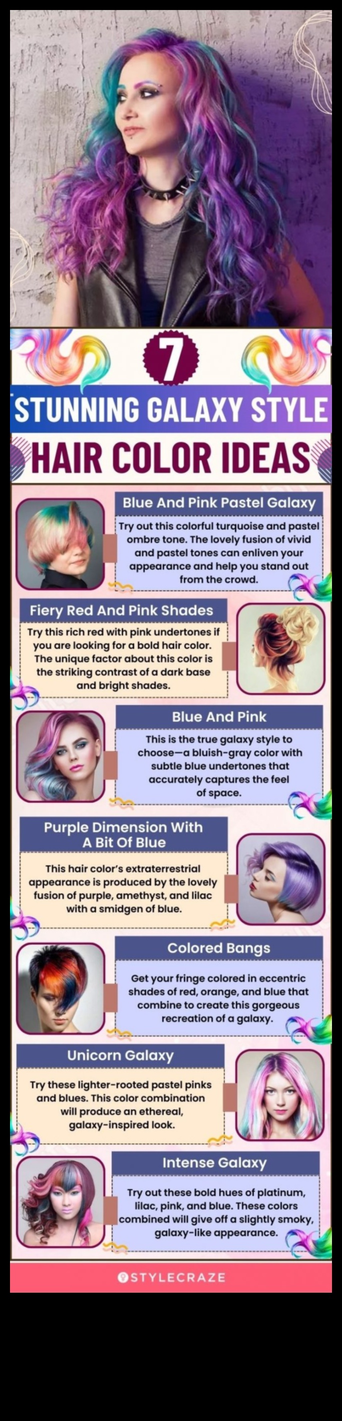 Galaktikas dieviete: kosmiskas iedvesmotas matu krāsas idejas