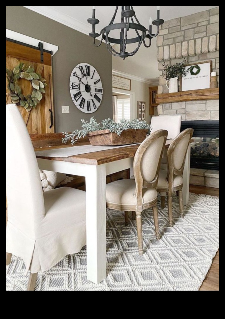 Kā es varu panākt pilsētas lauku mājas izskatu savā ēdamistabā, izmantojot lauku mājas dekoru idejas?