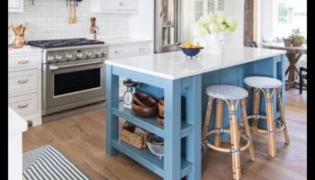 Kā, izmantojot dekoru idejas, izveidot piekrastes iedvesmotu virtuvi ar ziliem akcentiem?